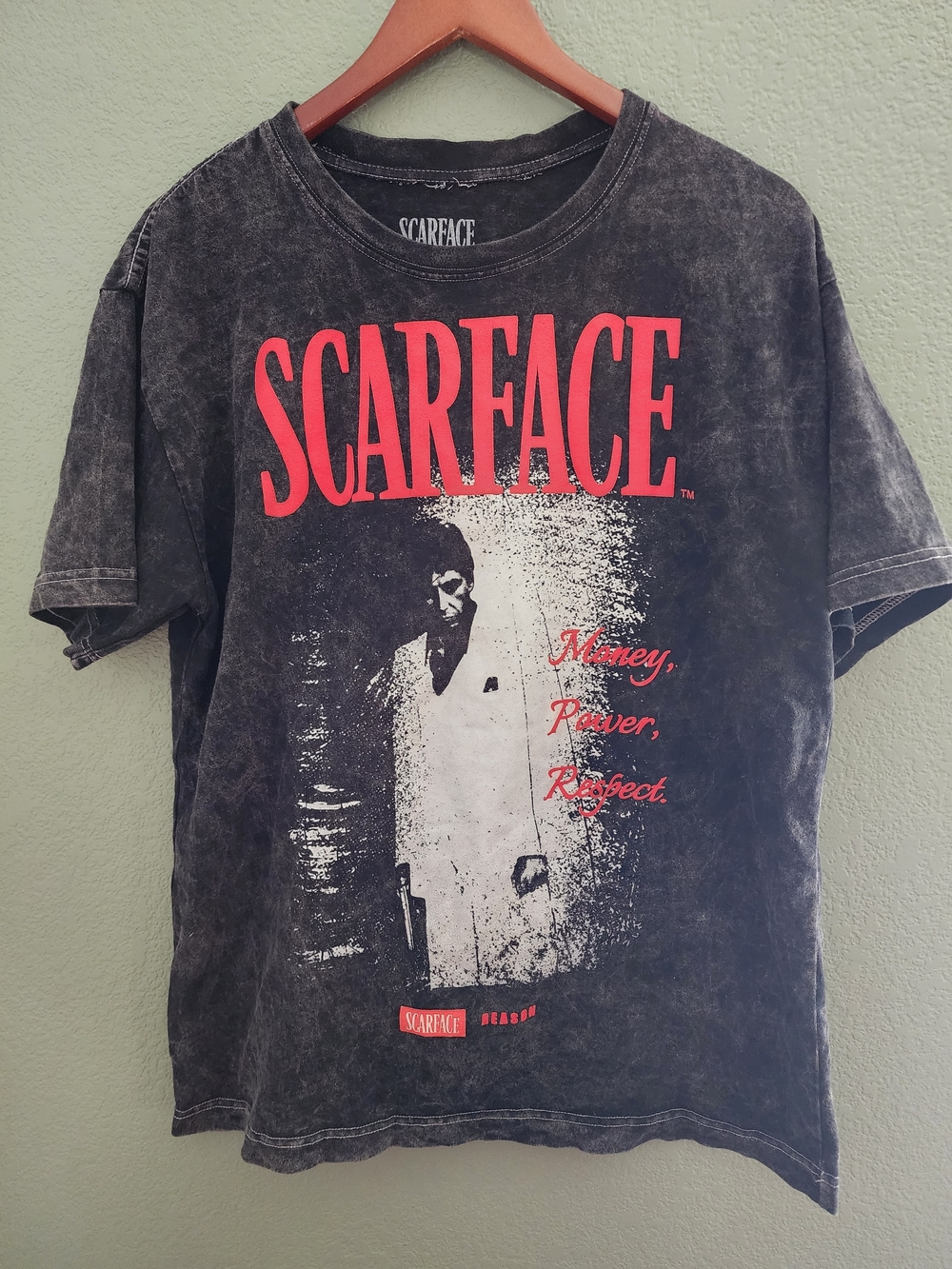 Scarface Graphic Tee Acid Wash Vintage Style T-Shirt Size Large